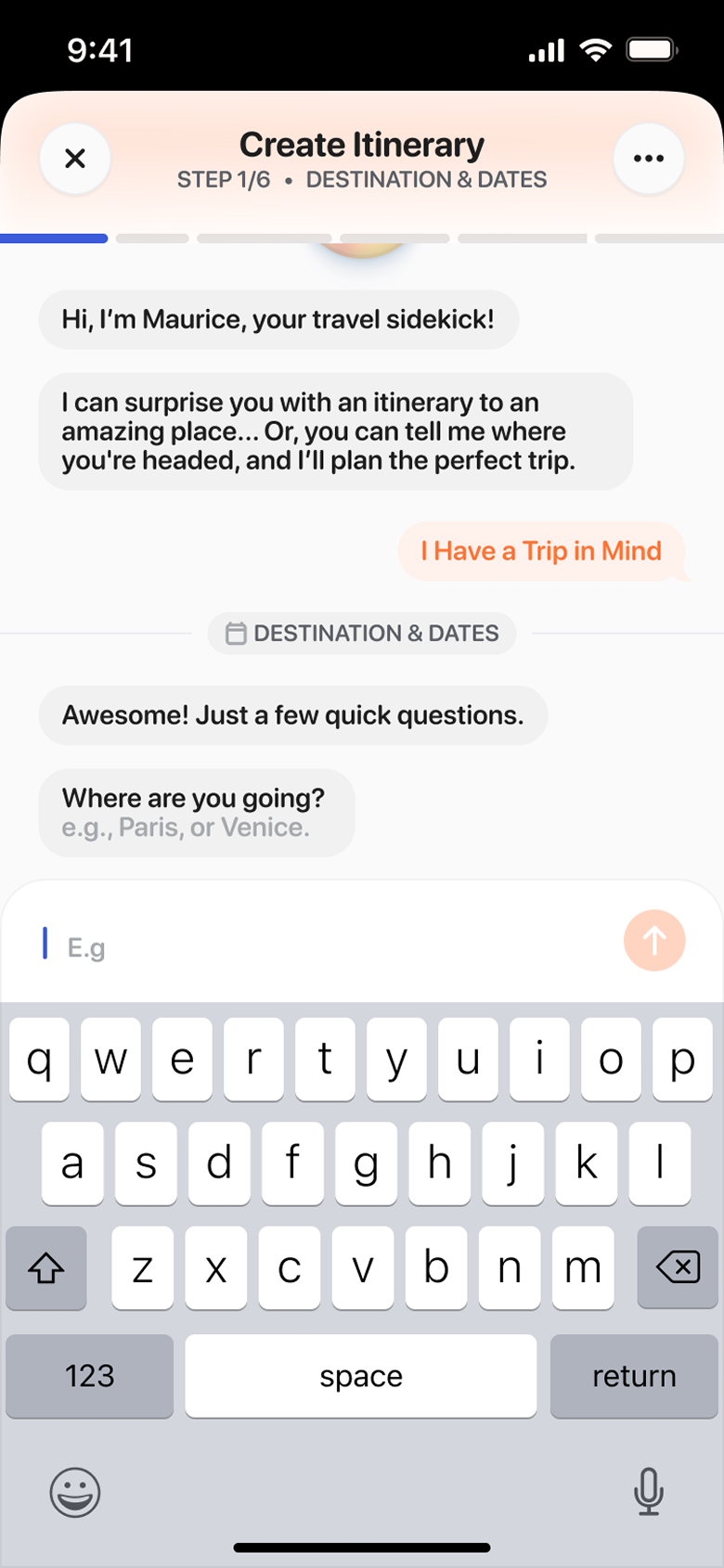 Outbound itinerary planning form