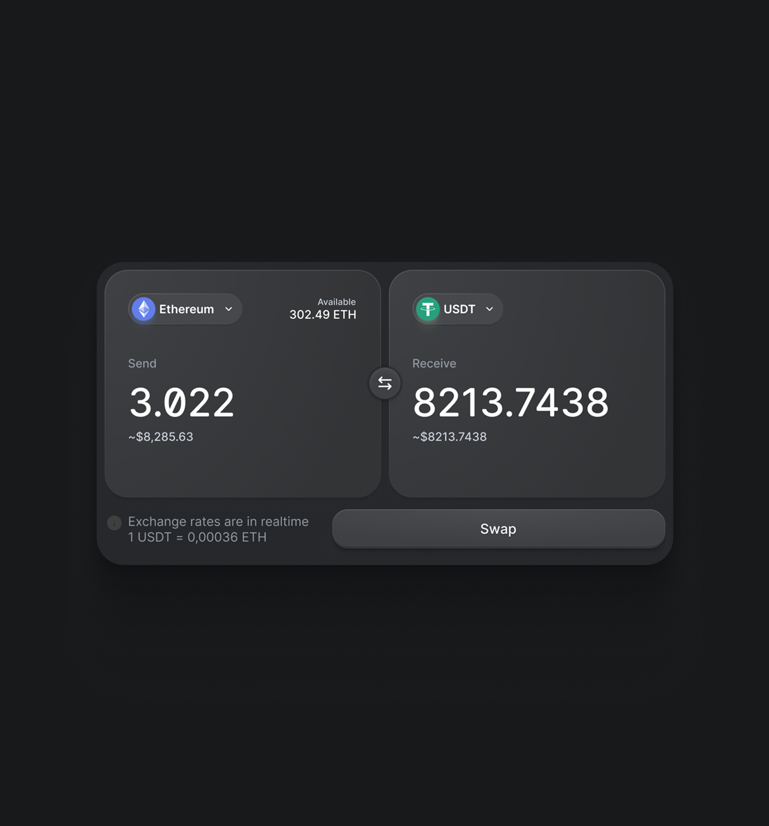 TokenSwap crypto exchange interface
