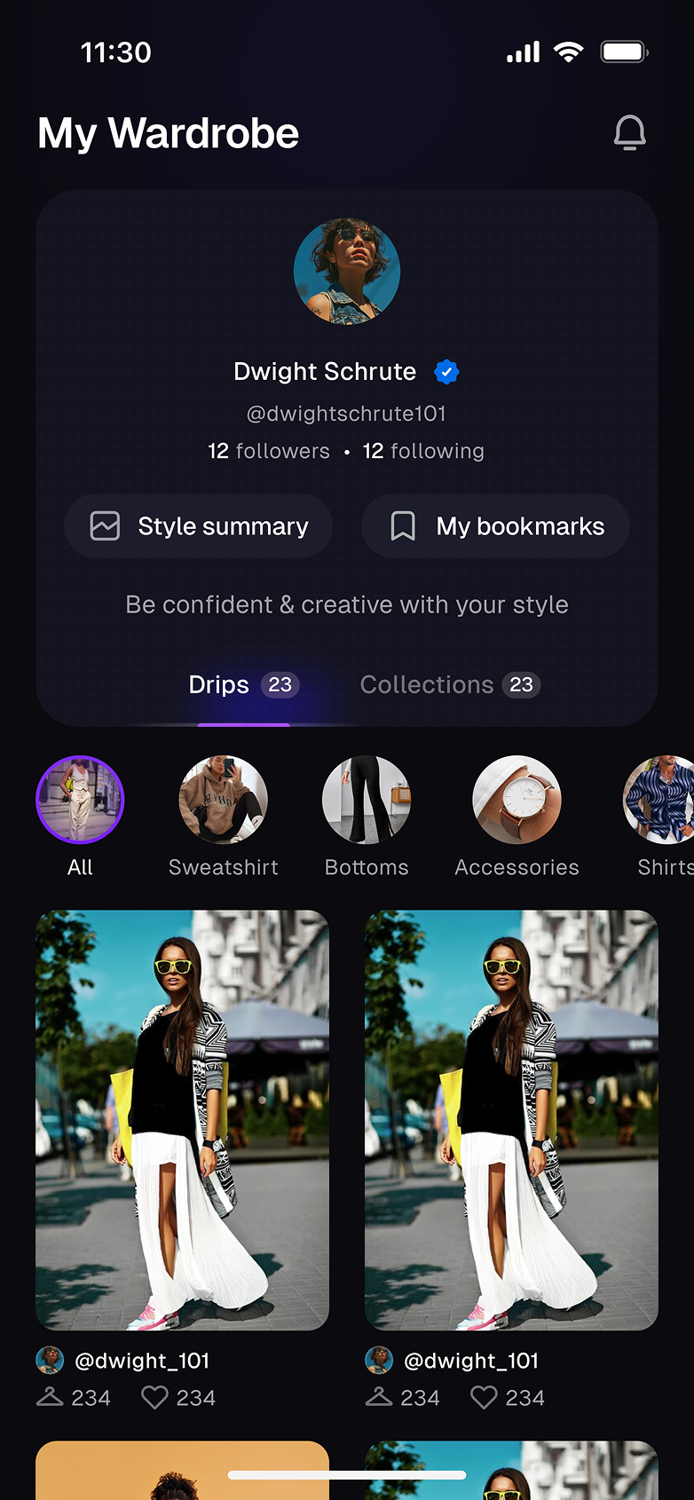 Wardrobe mobile style dashboard